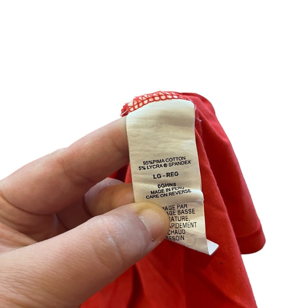 LL BEAN Women’s Large Red Coral Long Sleeve Basic Everyday Shirt Blouse‎ Solid - Picture 7 of 8